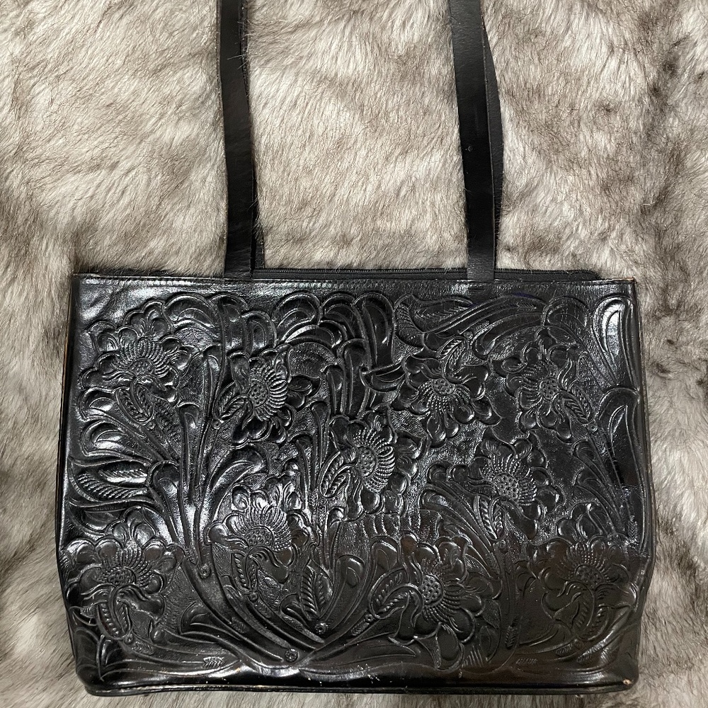 Alexandro Yeo tooled leather handbag